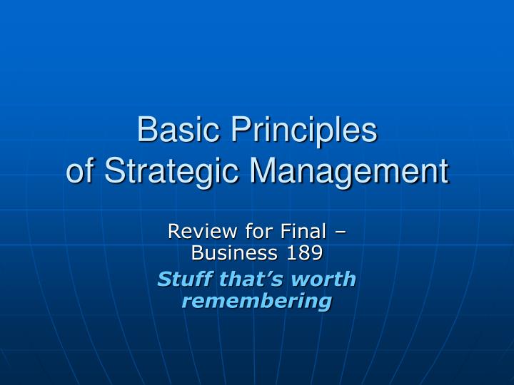 basic principles of strategic management
