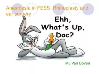 Anesthesia in FESS ,Rhinoplasty and ear surgery