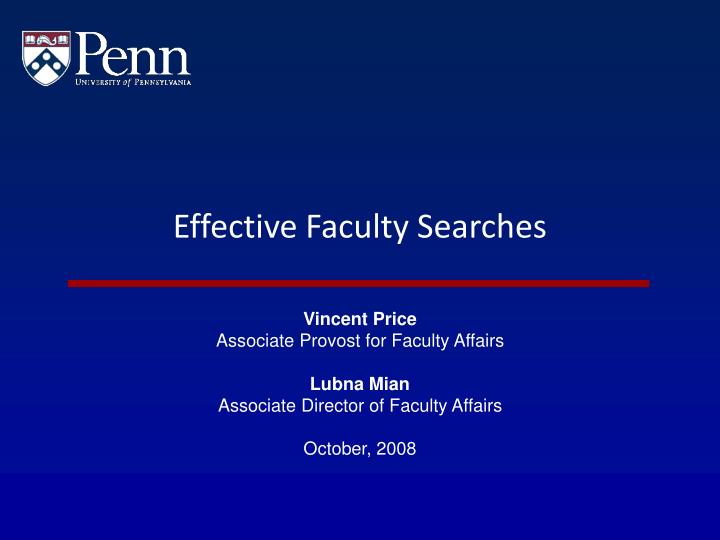 effective faculty searches