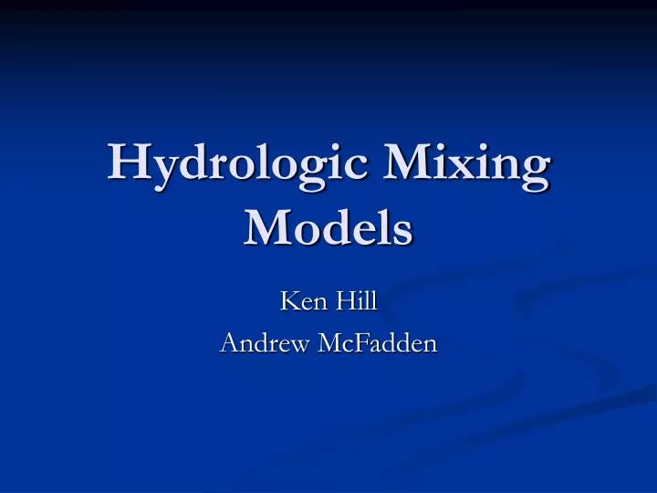 hydrologic mixing models