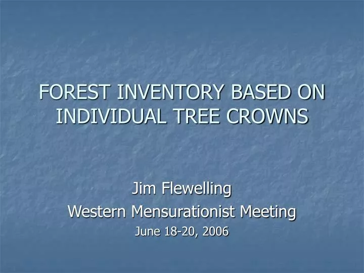 forest inventory based on individual tree crowns