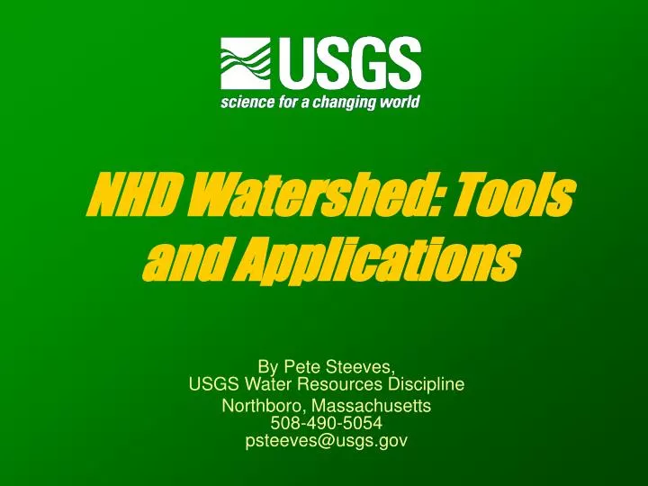 nhd watershed tools and applications