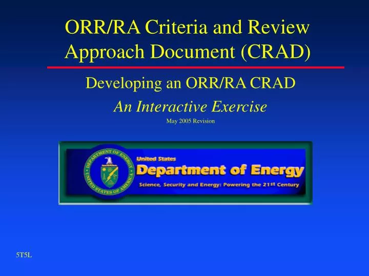 orr ra criteria and review approach document crad
