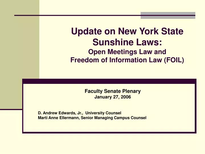 update on new york state sunshine laws open meetings law and freedom of information law foil