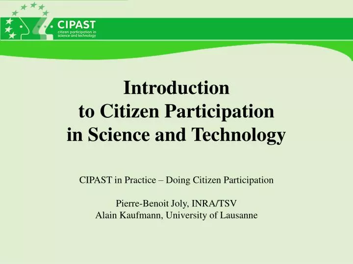 introduction to citizen participation in science and technology