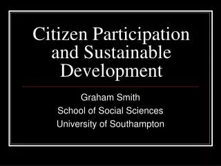 Citizen Participation and Sustainable Development