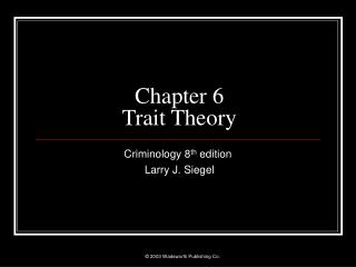 Chapter 6 Trait Theory