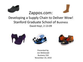 Zappos: Developing a Supply Chain to Deliver Wow! Stanford Graduate School of Business David Hoyt, 2-13-09