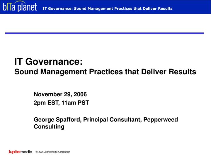 it governance sound management practices that deliver results