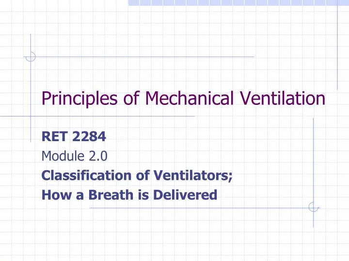 principles of mechanical ventilation