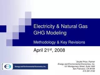 Electricity &amp; Natural Gas GHG Modeling Methodology &amp; Key Revisions