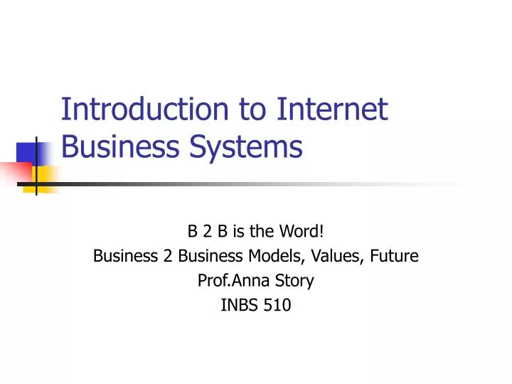 introduction to internet business systems
