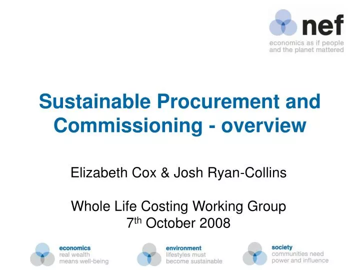 sustainable procurement and commissioning overview