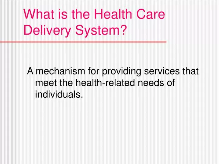 what is the health care delivery system