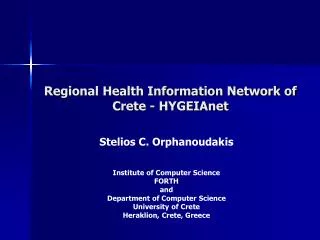 Regional Health Information Network of Crete - HYGEIAnet