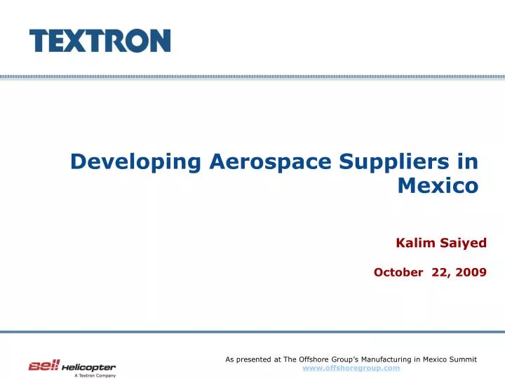 developing aerospace suppliers in mexico