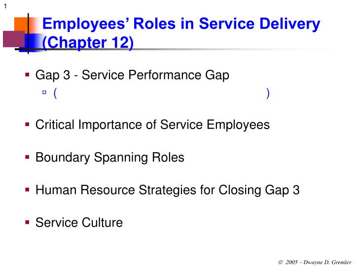 employees roles in service delivery chapter 12