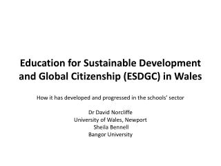 Education for Sustainable Development and Global Citizenship (ESDGC) in Wales