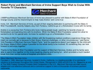 Robert Parisi and Merchant Services of Irvine Support Boys W