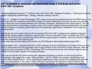 RST is pleased to announce the Demron(R) Class 2 Full Body S