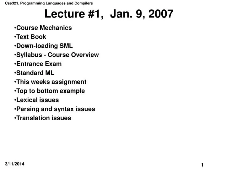 lecture 1 jan 9 2007