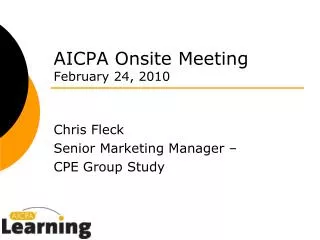 AICPA Onsite Meeting February 24, 2010