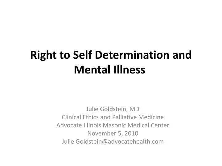 right to self determination and mental illness