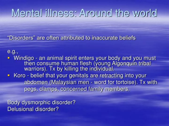 mental illness around the world