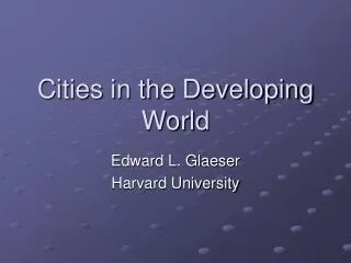 Cities in the Developing World