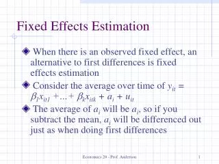 Fixed Effects Estimation