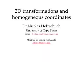 2D transformations and homogeneous coordinates