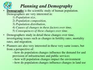 Planning and Demography