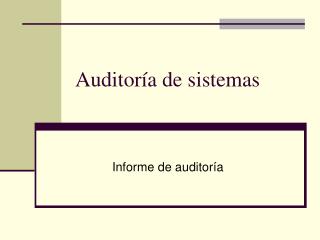 Auditoría de sistemas