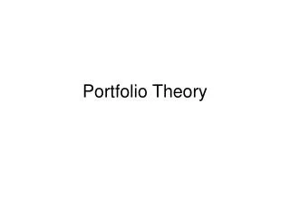 Portfolio Theory