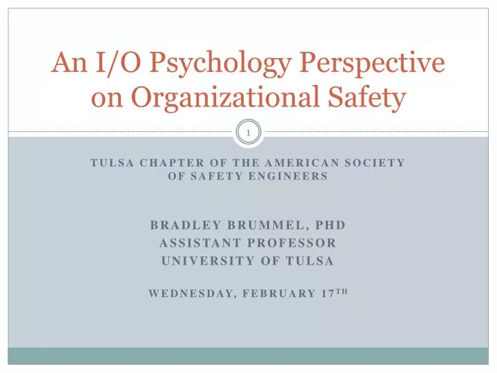 an i o psychology perspective on organizational safety