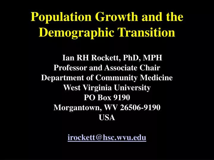 population growth and the demographic transition