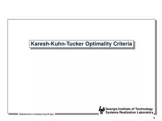 Karesh-Kuhn-Tucker Optimality Criteria