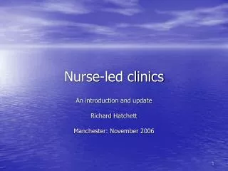 Nurse-led clinics