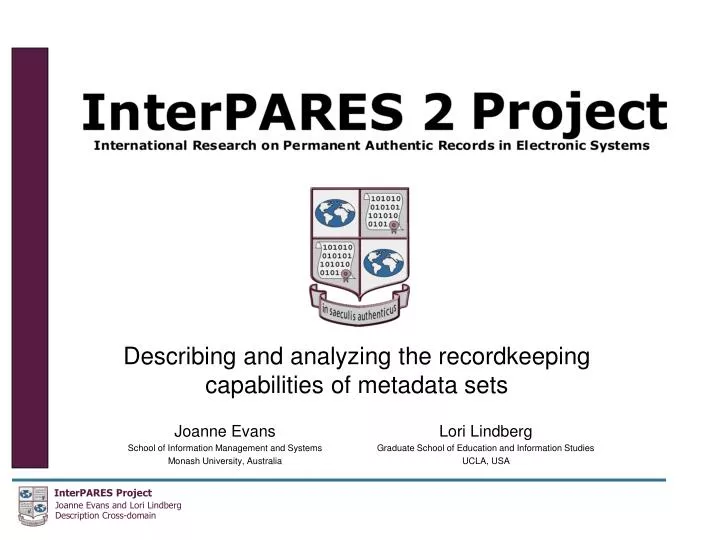 describing and analyzing the recordkeeping capabilities of metadata sets