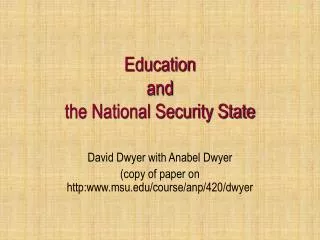 Education and the National Security State