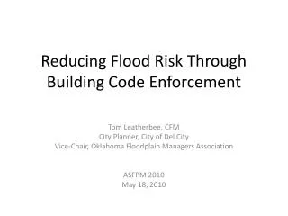 Reducing Flood Risk Through Building Code Enforcement