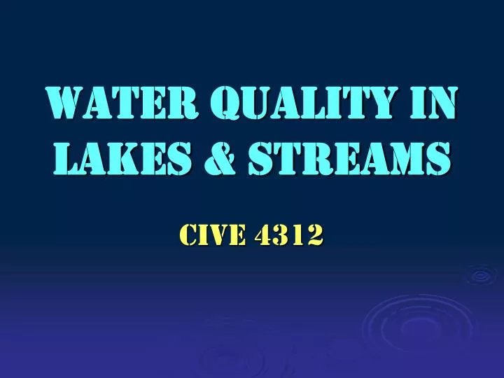 water quality in lakes streams