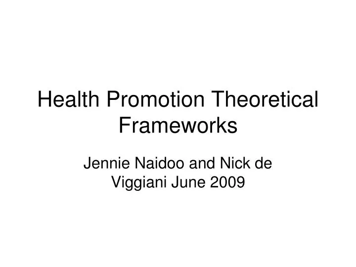 health promotion theoretical frameworks