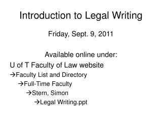 Introduction to Legal Writing