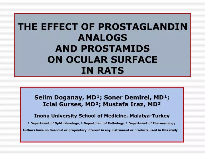 the effect of prostaglandin analogs and prostamids on ocular surface in rats