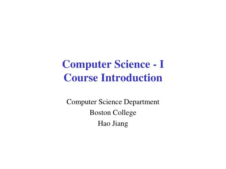 computer science i course introduction