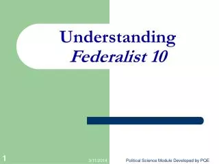 Understanding Federalist 10