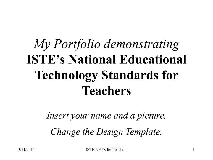 my portfolio demonstrating iste s national educational technology standards for teachers