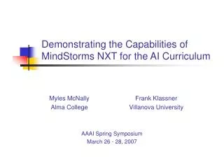 Demonstrating the Capabilities of MindStorms NXT for the AI Curriculum