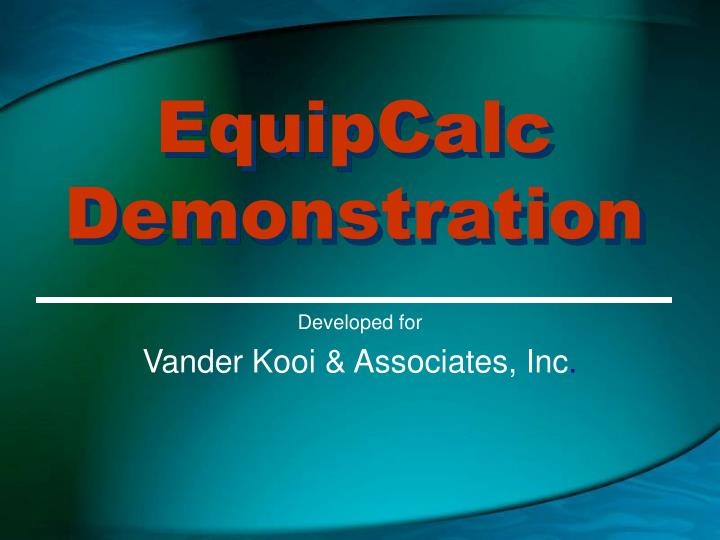 equipcalc demonstration